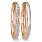 Partnerring 750/18 K Weissgold, 750/18 K Rosegold Diamant 0.10 ct, 20 Steine, tw-vsi