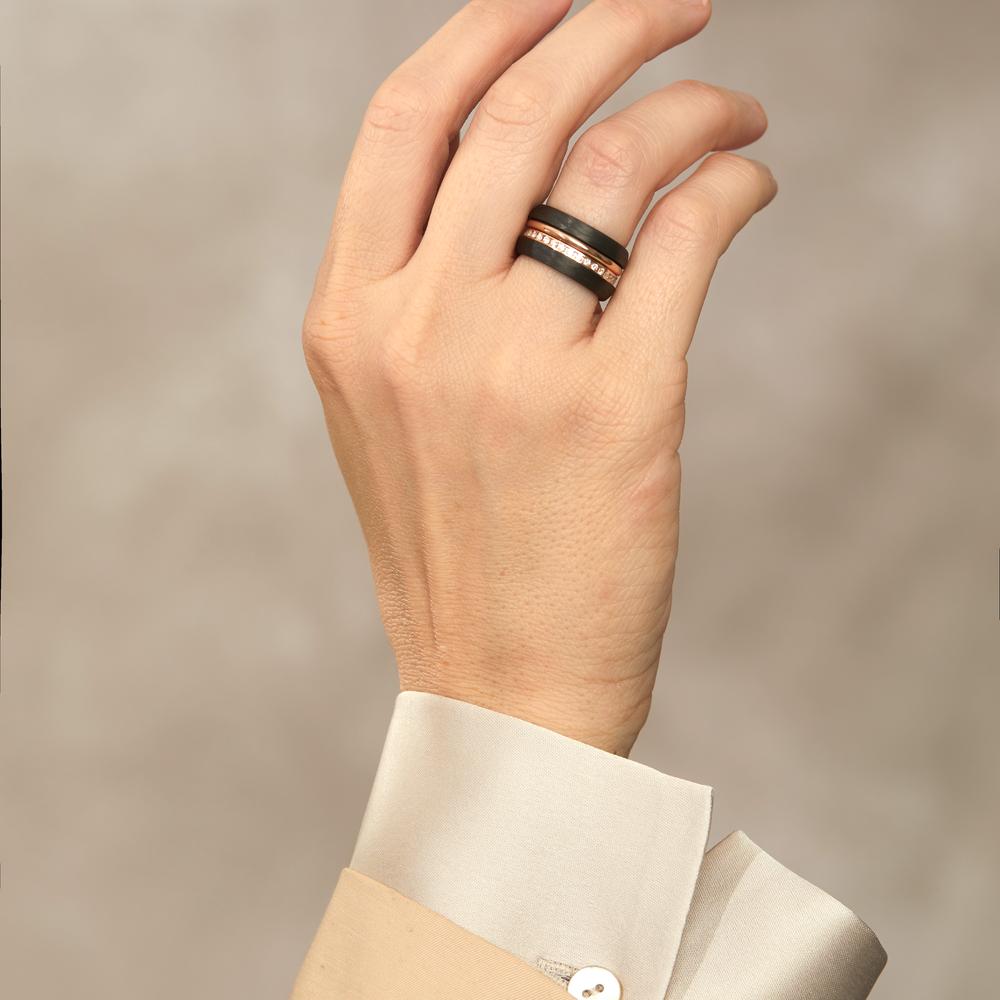 Ringset 750/18 K Rotgold, Carbon Diamanten 0.50 ct, w-si