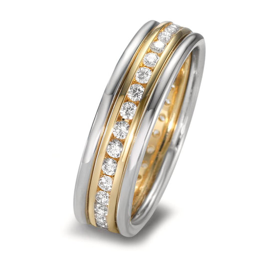 Ringset 750/18 K Gelbgold, 750/18 K Weissgold Diamanten 0.50 ct, w-si