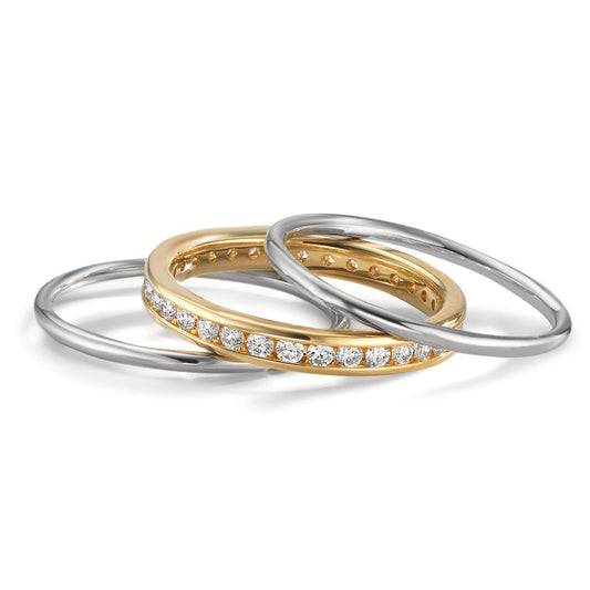 Ringset 750/18 K Gelbgold, 750/18 K Weissgold Diamanten 0.50 ct, w-si
