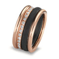 Ringset 750/18 K Rotgold, Carbon Diamanten w-si