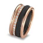 Ringset 750/18 K Rotgold, Carbon Diamanten w-si