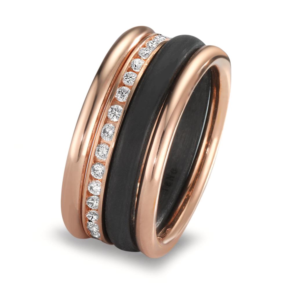 Ringset 750/18 K Rotgold, Carbon Diamanten w-si