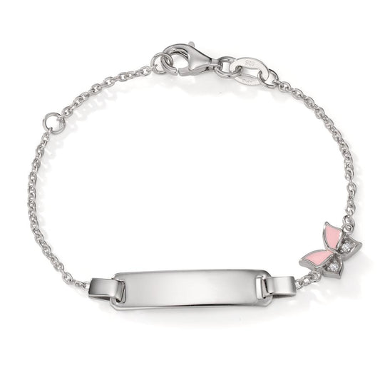 Gravurarmband Silber Zirkonia 2 Steine rhodiniert Schmetterling 12-14 cm verstellbar