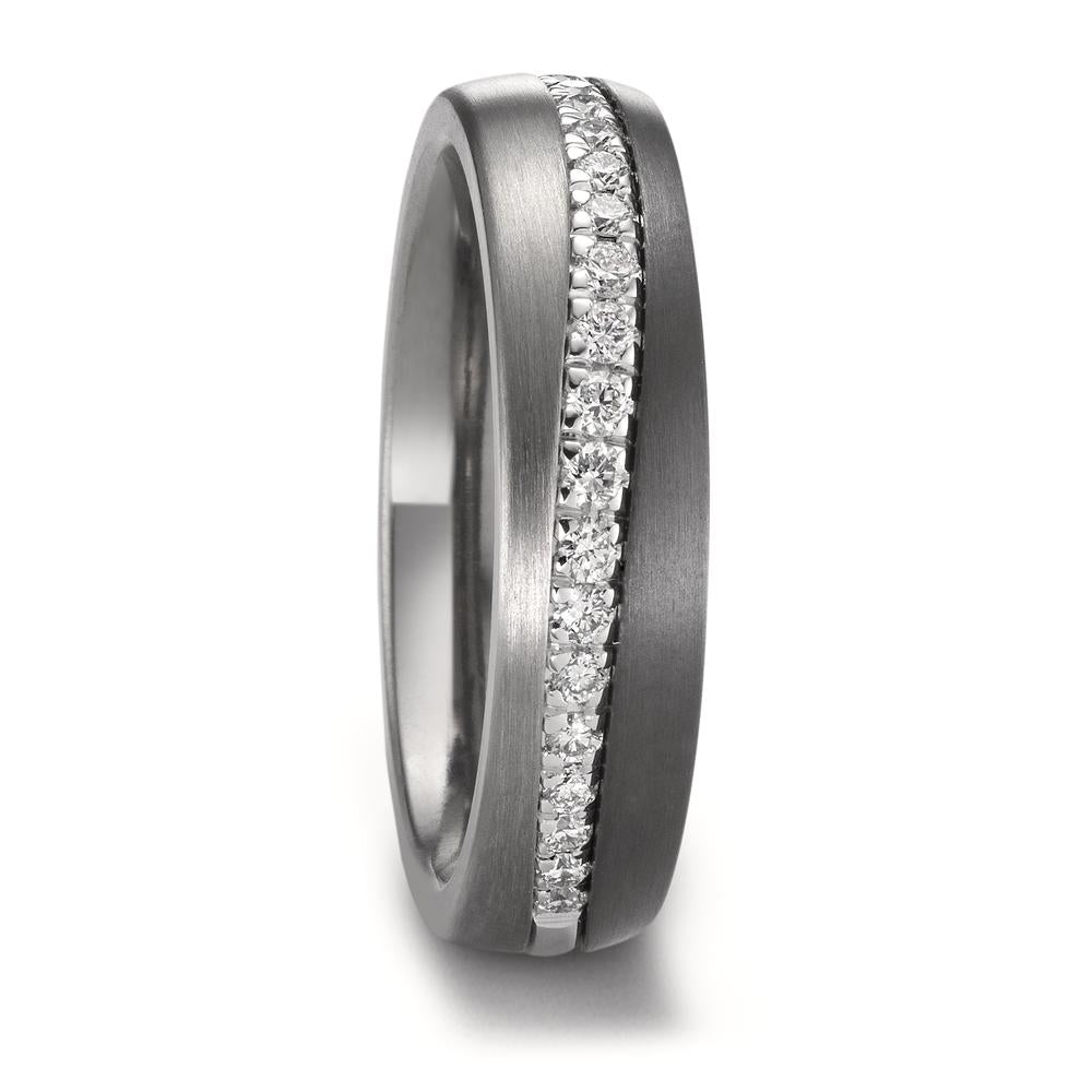 Partnerring Zirkonium, 585/14 K Weissgold, Titan Diamanten 0.238 ct, w-si