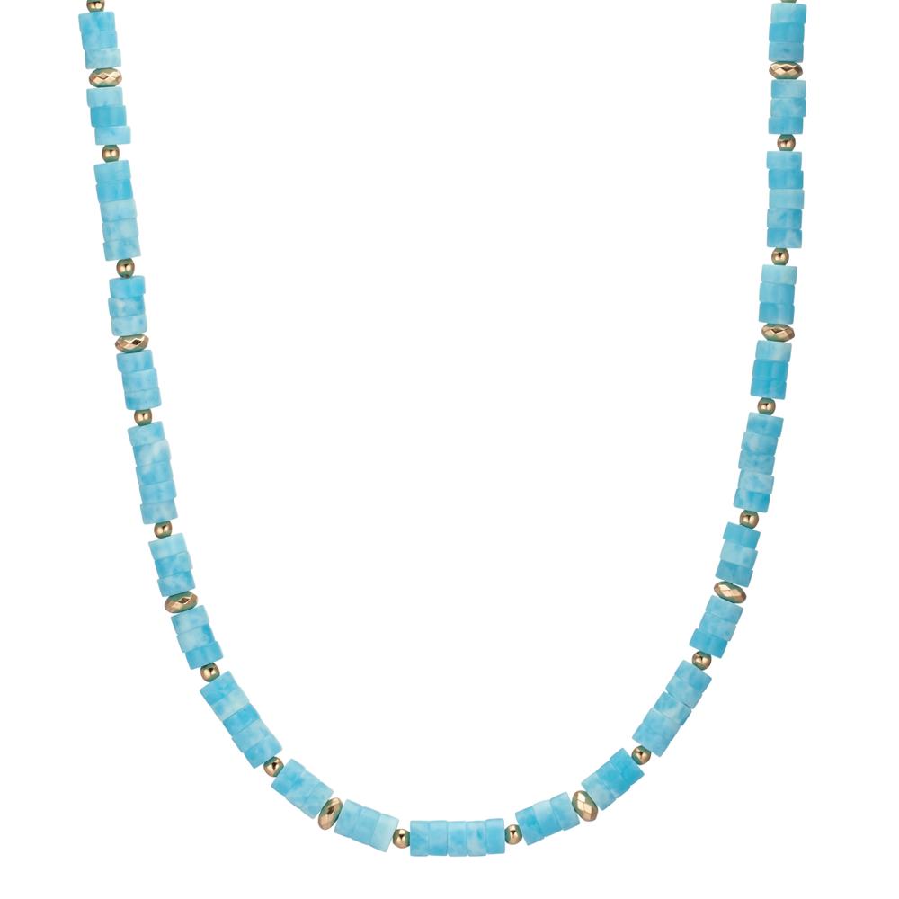 Collier Edelstahl Amazonit gelb IP beschichtet 43-46 cm verstellbar