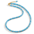 Collier Edelstahl Amazonit gelb IP beschichtet 43-46 cm verstellbar