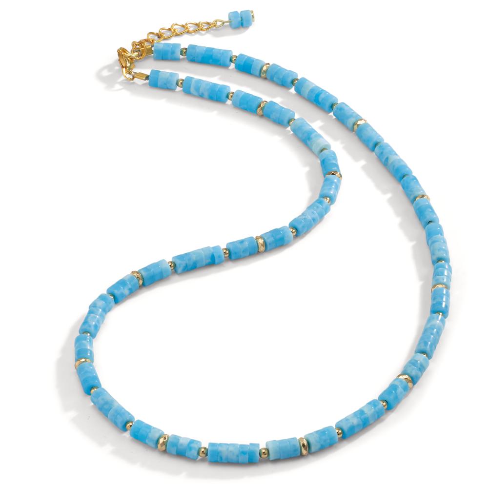 Collier Edelstahl Amazonit gelb IP beschichtet 43-46 cm verstellbar