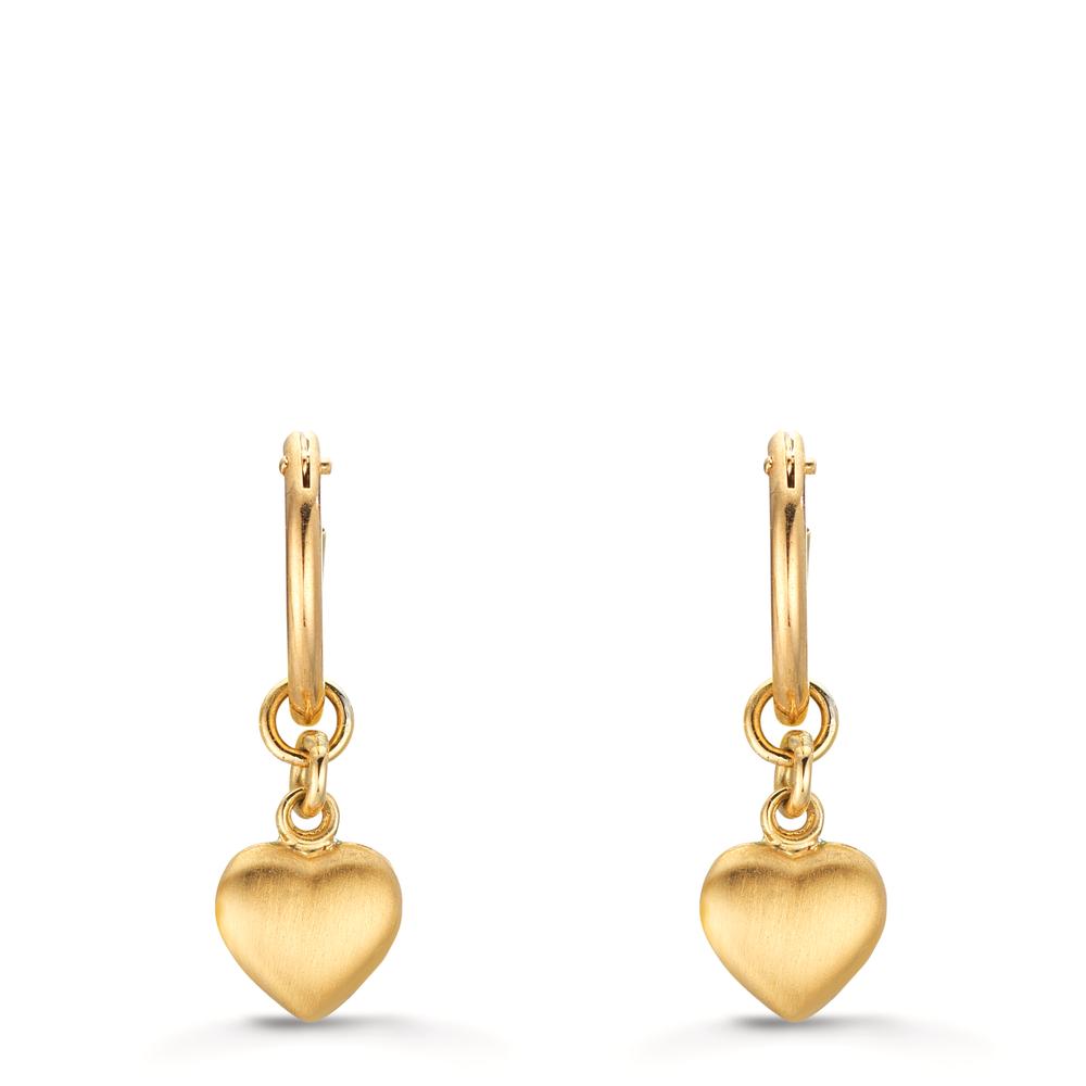 Creolen mit Einhänger 750/18 K Gelbgold Herz