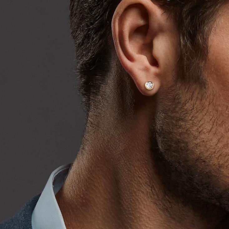 Ohrstecker 1 Stk 750/18 K Gelbgold Zirkonia Ø3 mm