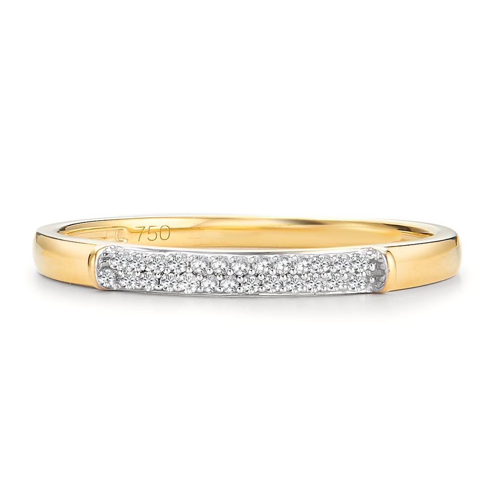 Memory Ring 750/18 K Gelbgold Diamant 0.04 ct, 25 Steine, w-si