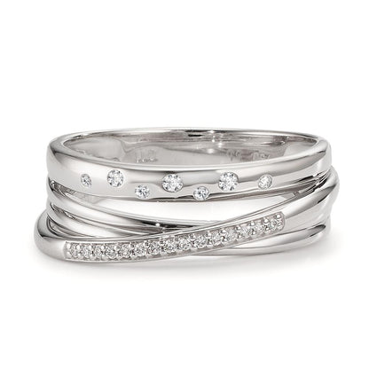 Fingerring 750/18 K Weissgold Diamanten 0.11 ct, w-si