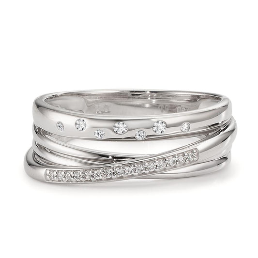 Fingerring 750/18 K Weissgold Diamanten 0.11 ct, w-si