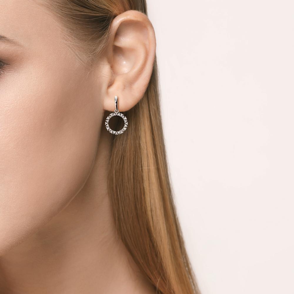 Ohrhänger 750/18 K Weissgold Diamanten 0.33 ct, w-si Ø12.5 mm