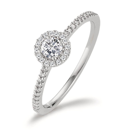 Fingerring 750/18 K Weissgold Diamanten 0.30 ct, w-si Ø6 mm