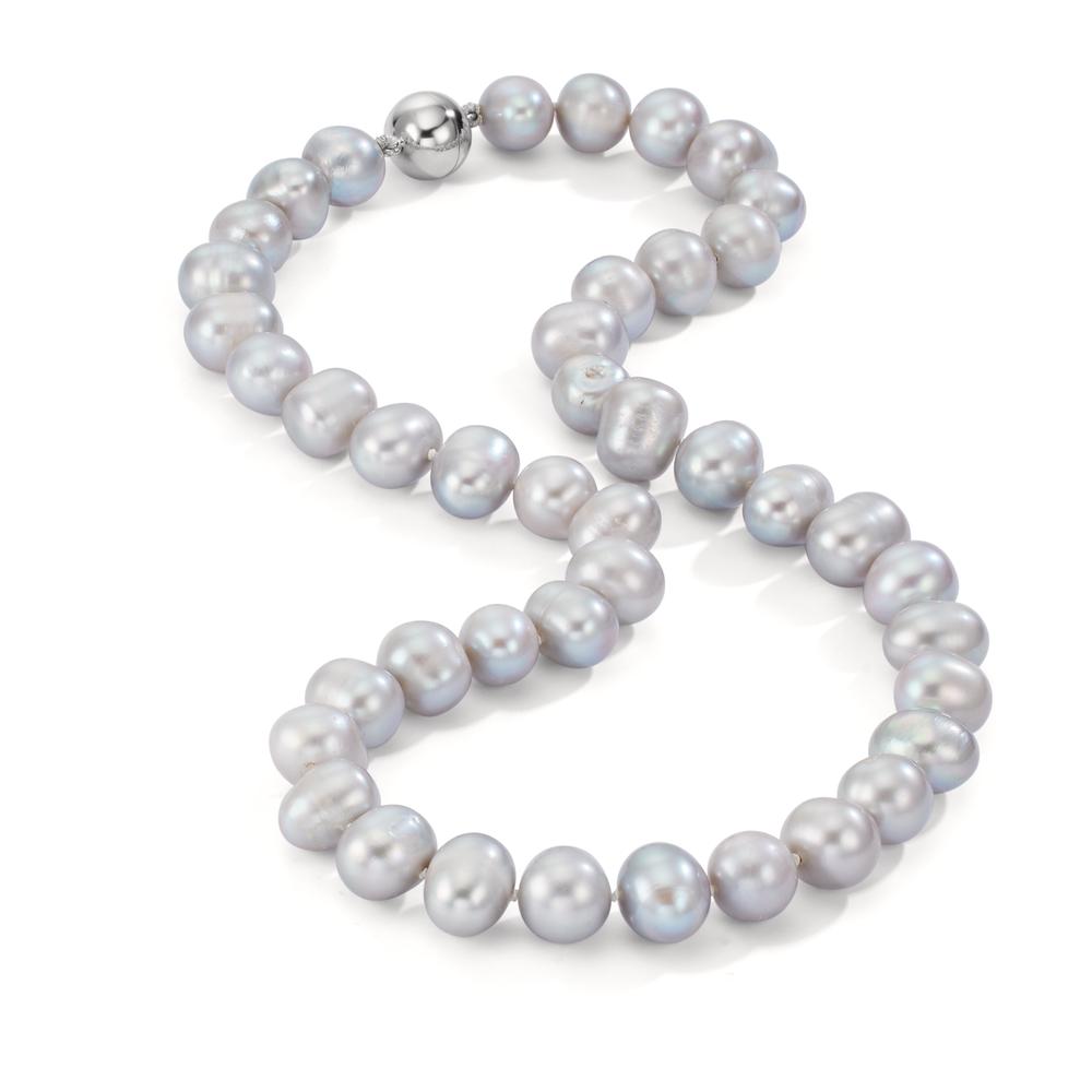 Collier 750/18 K Weissgold Süsswasserzuchtperlen grau 10.5-11 mm 42 cm