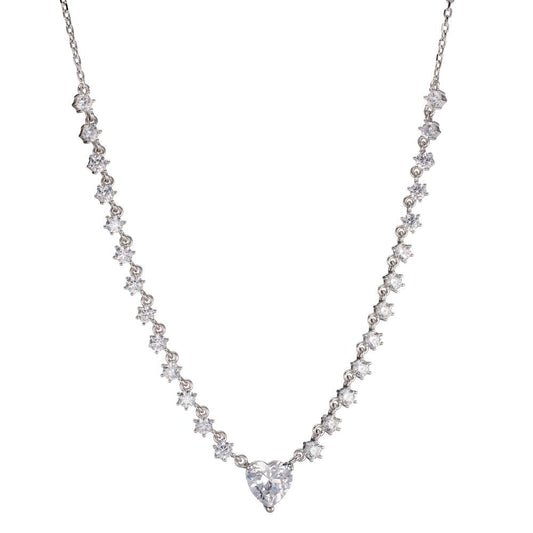 Collier Silber Zirkonia rhodiniert Herz 36-41 cm verstellbar