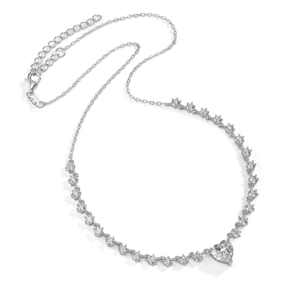 Collier Silber Zirkonia rhodiniert Herz 36-41 cm verstellbar