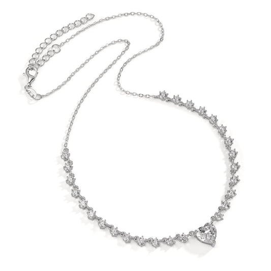 Collier Silber Zirkonia rhodiniert Herz 36-41 cm verstellbar