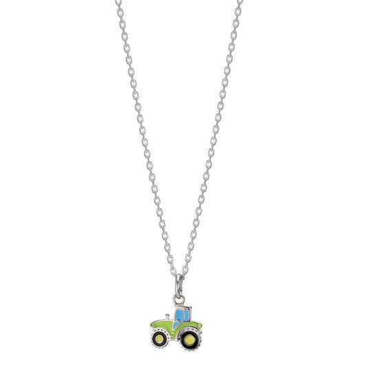 Halskette mit Anhänger Silber rhodiniert Traktor verstellbar
