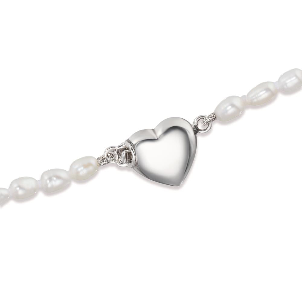 Collier Silber Süsswasserzuchtperlen 3-3.5 mm Herz 43 cm