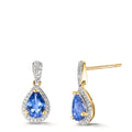 Ohrhänger 750/18 K Gelbgold Tansanit 1.16 ct, 2 Steine, Diamanten 0.21 ct, w-si