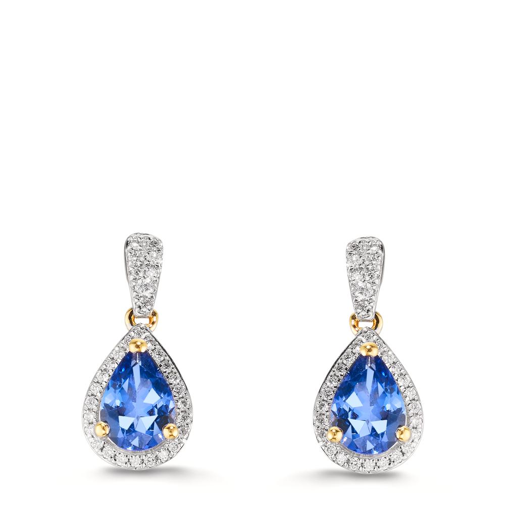 Ohrhänger 750/18 K Gelbgold Tansanit 1.16 ct, 2 Steine, Diamanten 0.21 ct, w-si