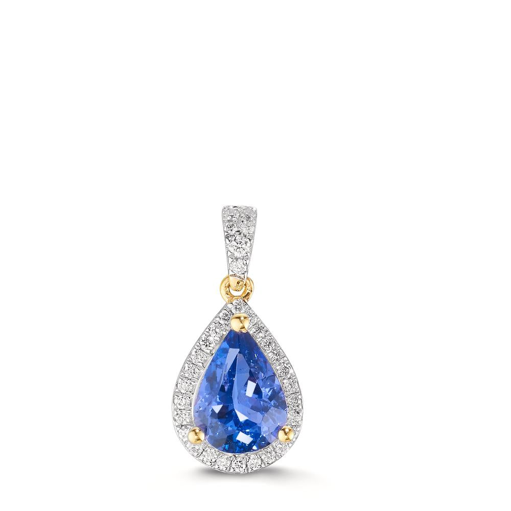 Anhänger 750/18 K Gelbgold Tansanit 1.01 ct, Diamanten 0.12 ct, w-si