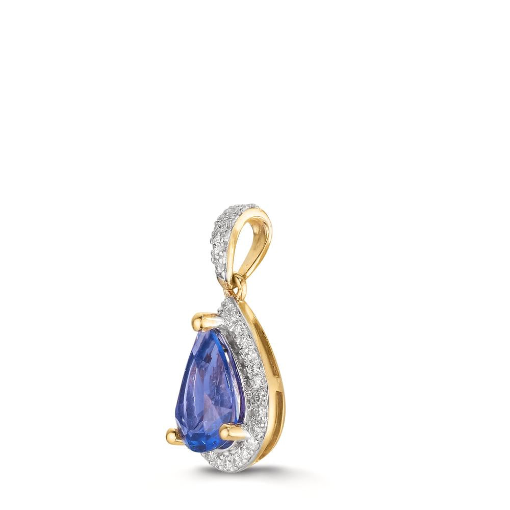 Anhänger 750/18 K Gelbgold Tansanit 1.01 ct, Diamanten 0.12 ct, w-si
