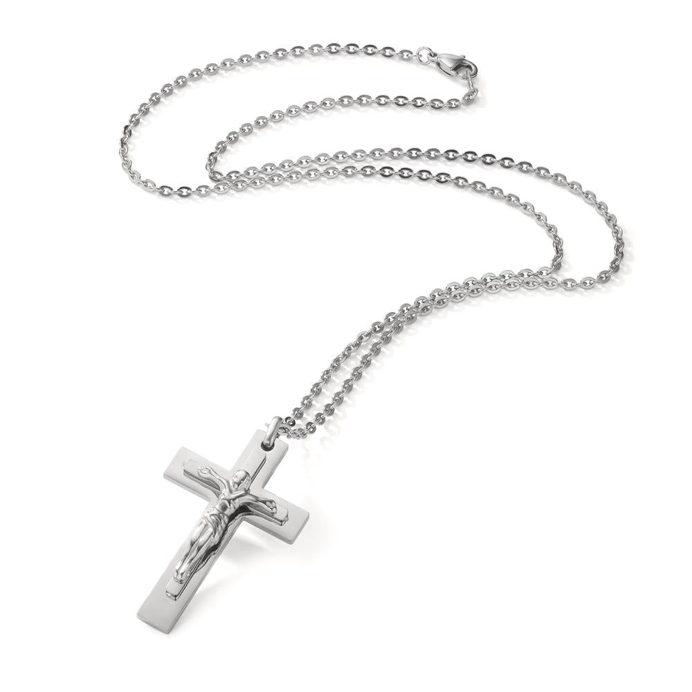 Collier Edelstahl Kreuz 50 cm