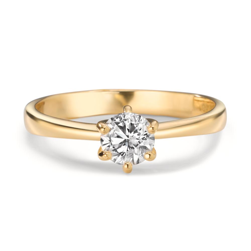 Solitär Ring 750/18 K Gelbgold Diamant Lab Grown 0.40 ct, w-si