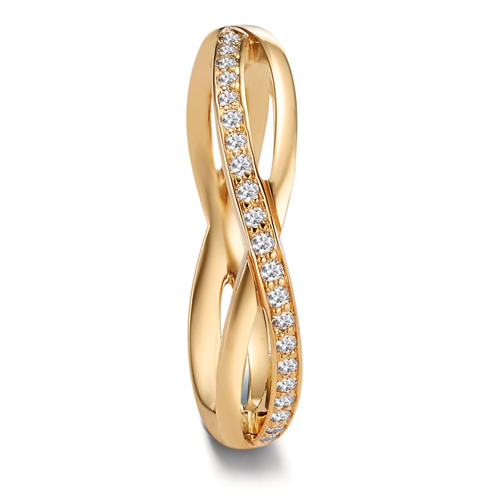 Partnerring 750/18 K Gelbgold Diamant 0.095 ct, 19 Steine, w-vsi