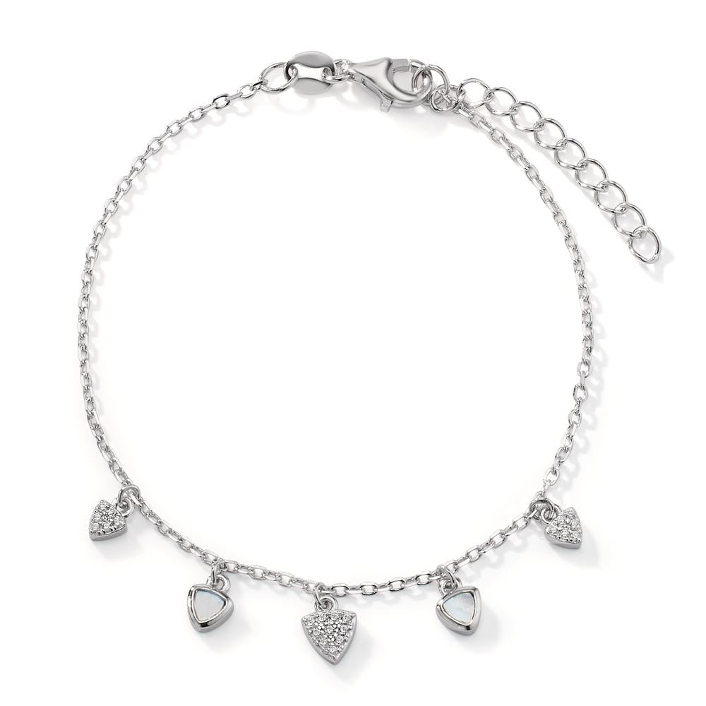 Armband Silber Zirkonia rhodiniert Perlmutt 16-19 cm verstellbar
