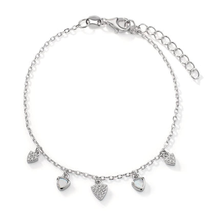Armband Silber Zirkonia rhodiniert Perlmutt 16-19 cm verstellbar