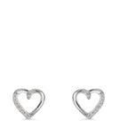 Ohrstecker 750/18 K Weissgold Diamant 0.045 ct, 18 Steine, w-si Herz Ø7 mm