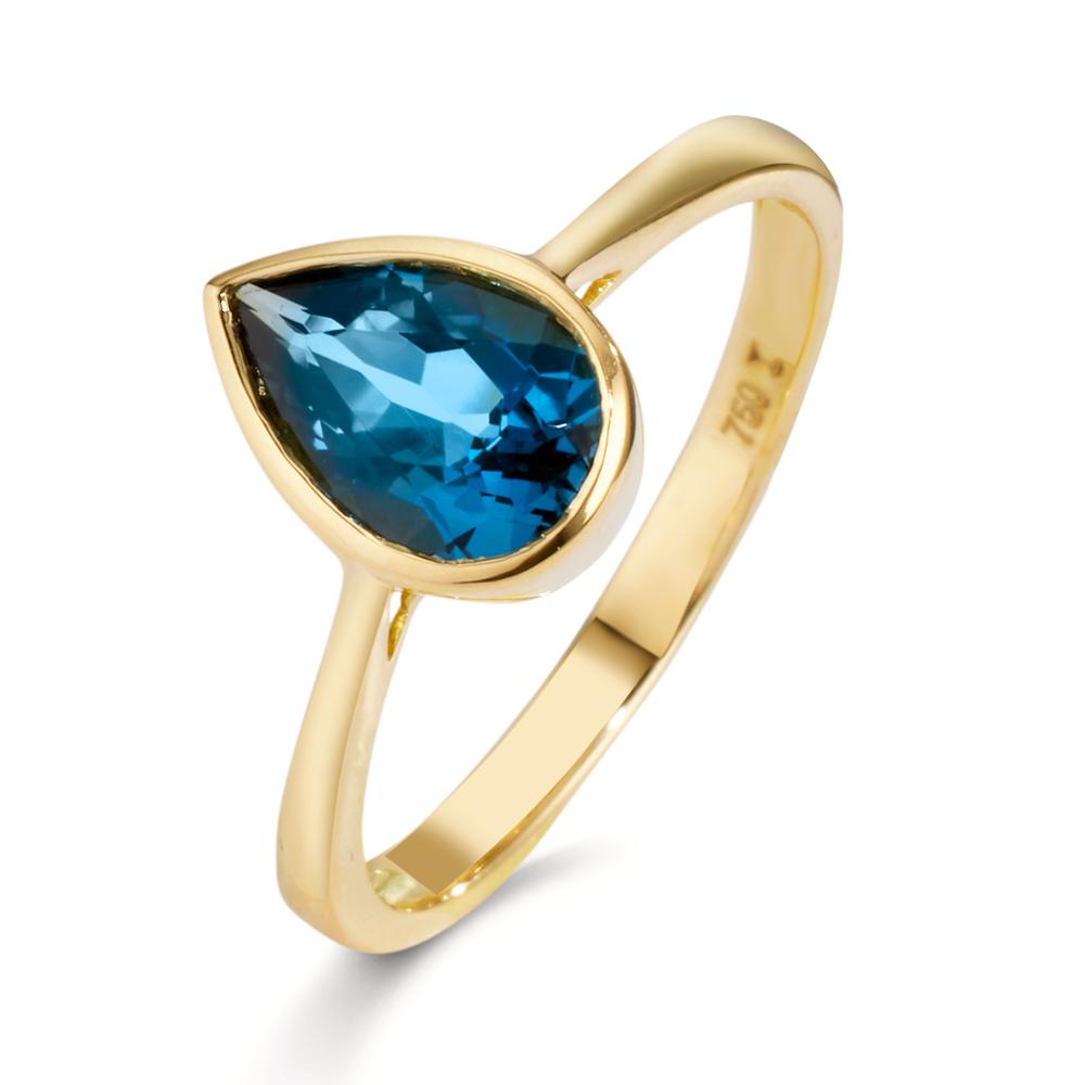 Fingerring 750/18 K Gelbgold London Blue Topas