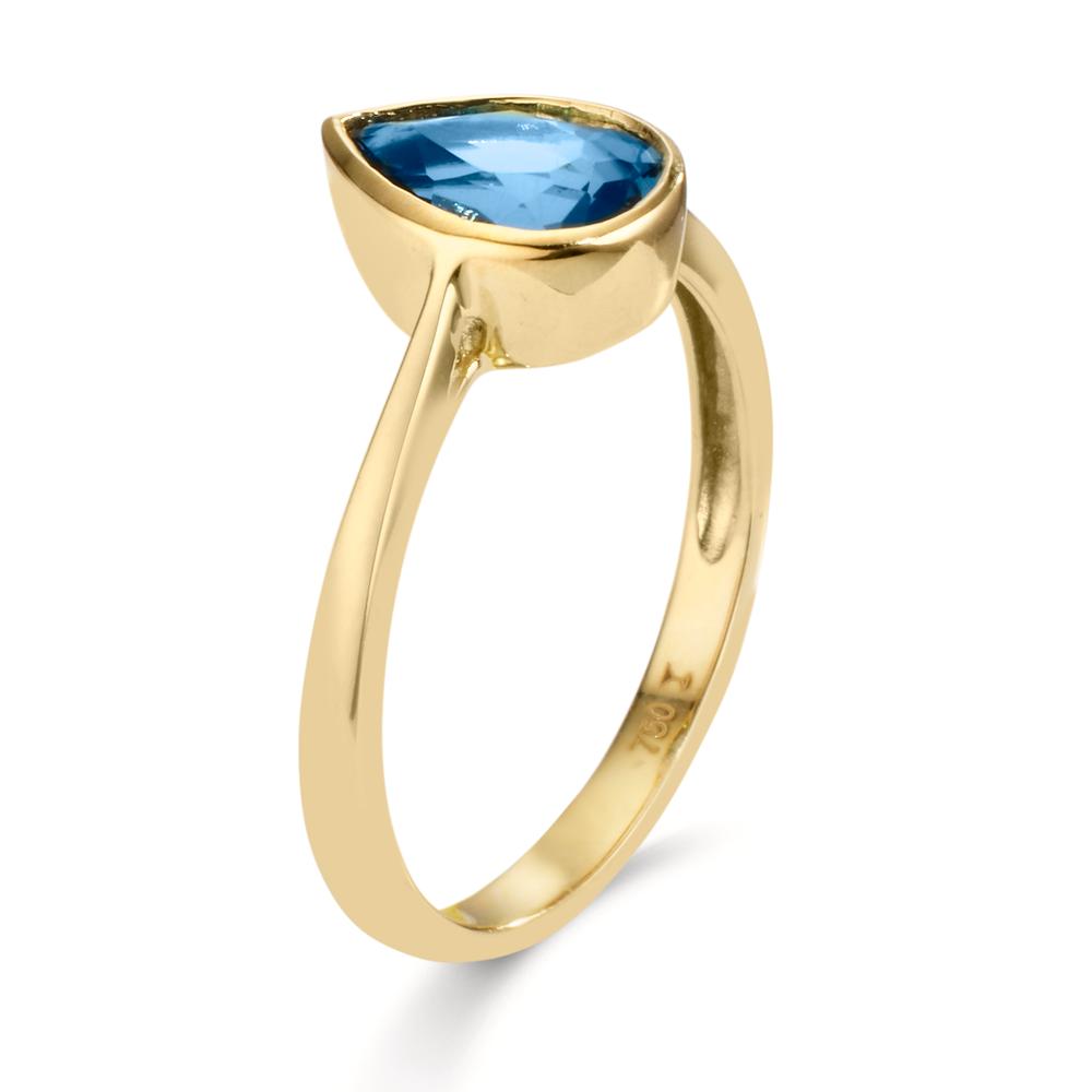 Fingerring 750/18 K Gelbgold London Blue Topas