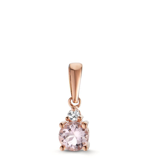 Anhänger 750/18 K Rotgold Morganit pink, Diamanten 0.03 ct, w-si
