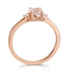 Fingerring 750/18 K Rotgold Morganit pink, Diamant 0.065 ct, 2 Steine, w-si