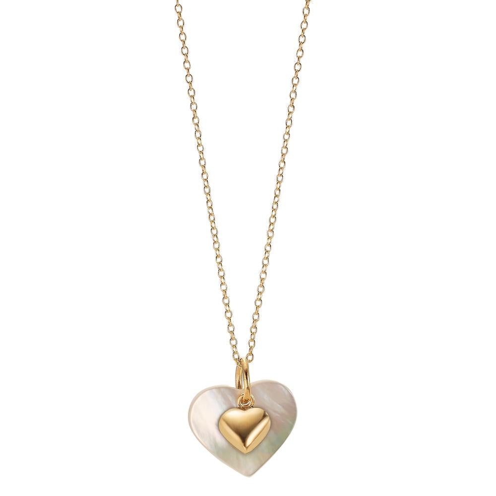 Set 375/9 K Gelbgold Perlmutt weiss Herz 40-42 cm verstellbar