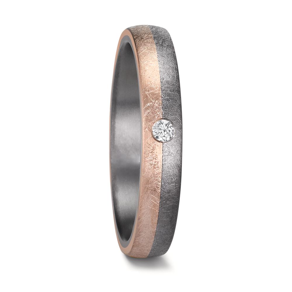 Partnerring 999 Tantal, 585/14 K Rosegold Diamant 0.04 ct, w-si