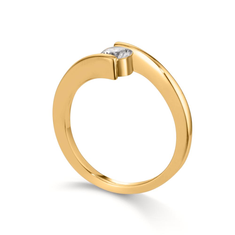 Fingerring Silber Zirkonia gelb vergoldet