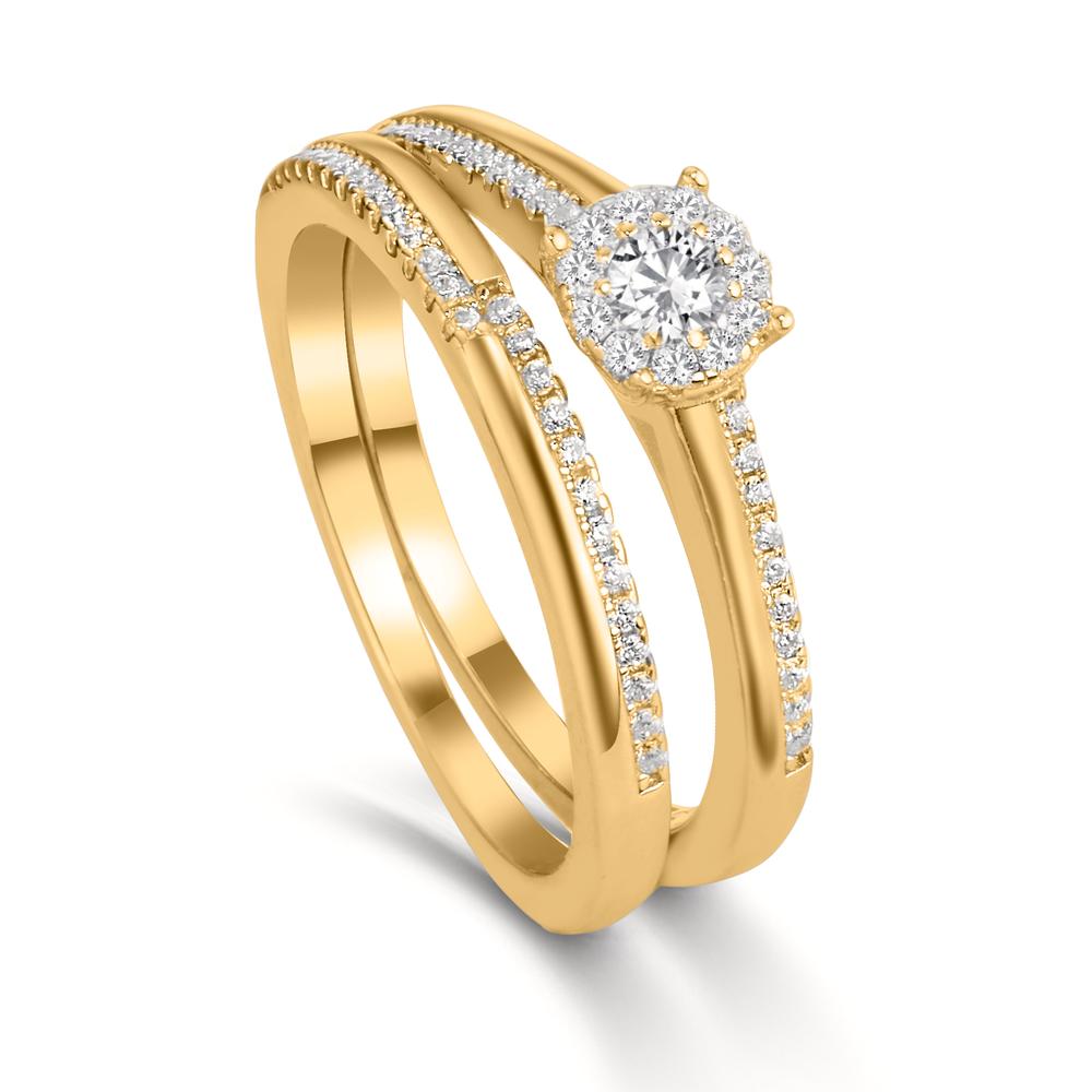 Fingerring Silber Zirkonia vergoldet