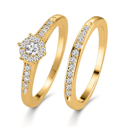 Fingerring Silber Zirkonia vergoldet