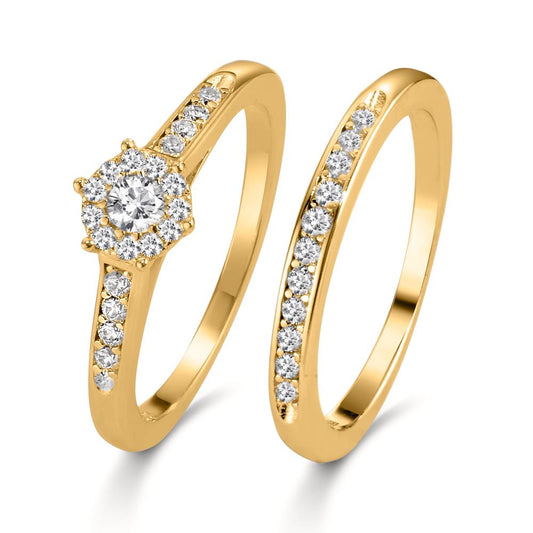 Fingerring Silber Zirkonia vergoldet