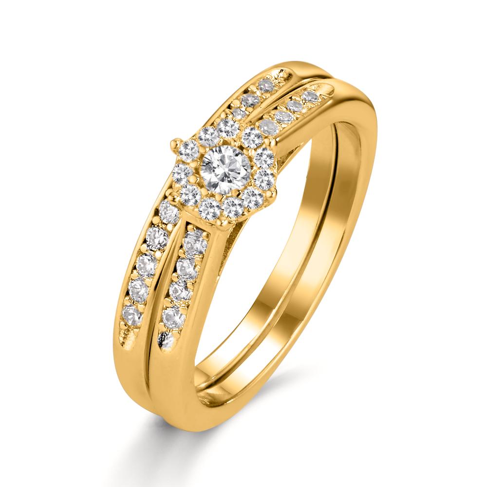 Fingerring Silber Zirkonia vergoldet