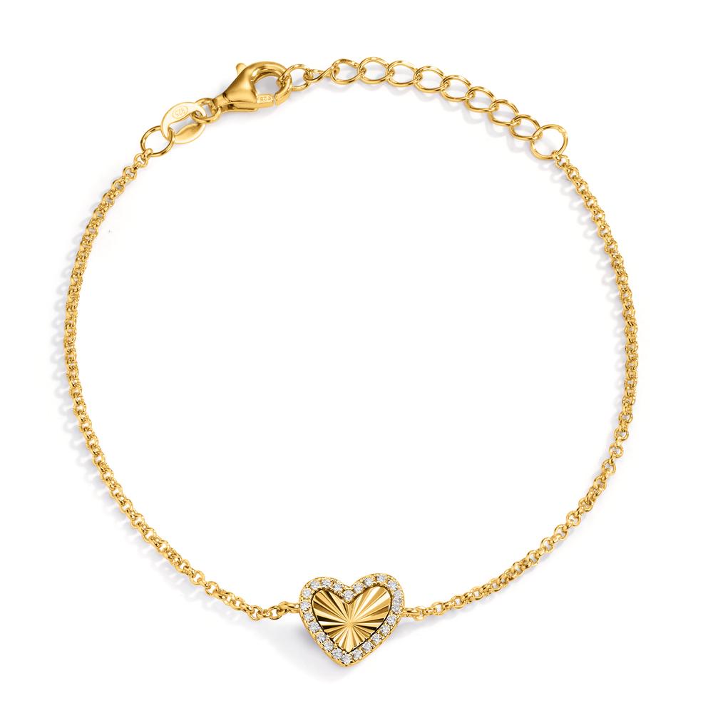 Armband Silber Zirkonia gelb vergoldet Herz verstellbar