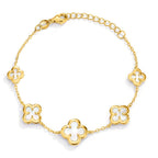 Armband Silber gelb vergoldet Perlmutt Blume verstellbar