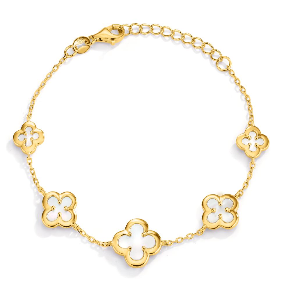 Armband Silber gelb vergoldet Perlmutt Blume verstellbar