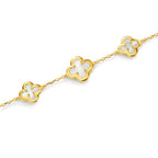 Armband Silber gelb vergoldet Perlmutt Blume verstellbar